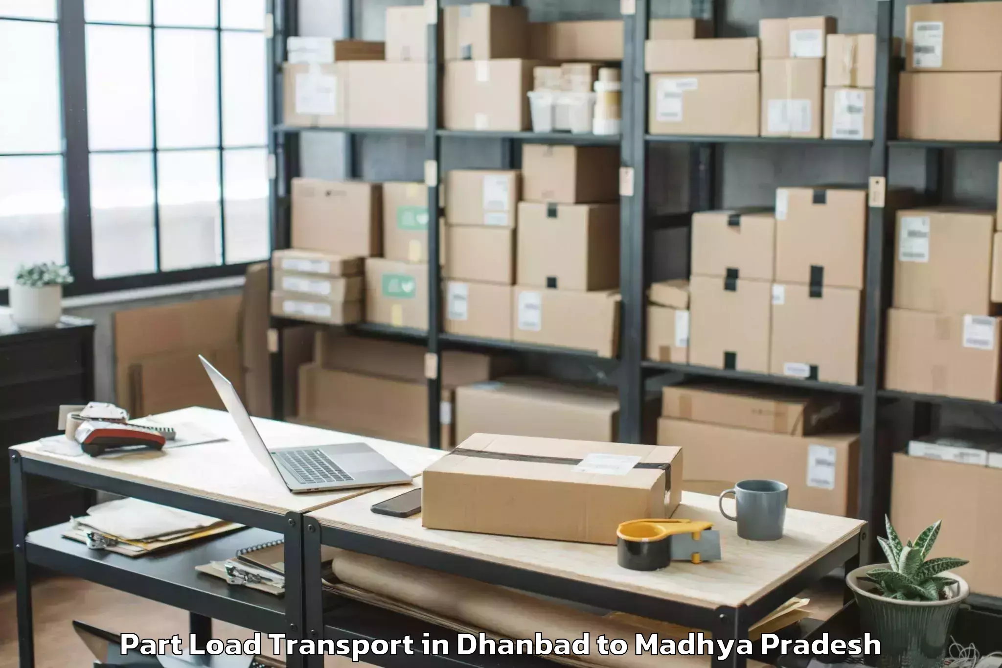 Book Dhanbad to Malwanchal University Indore Part Load Transport Online